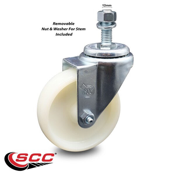 4 Inch Nylon Wheel Swivel 12mm Threaded Stem Caster